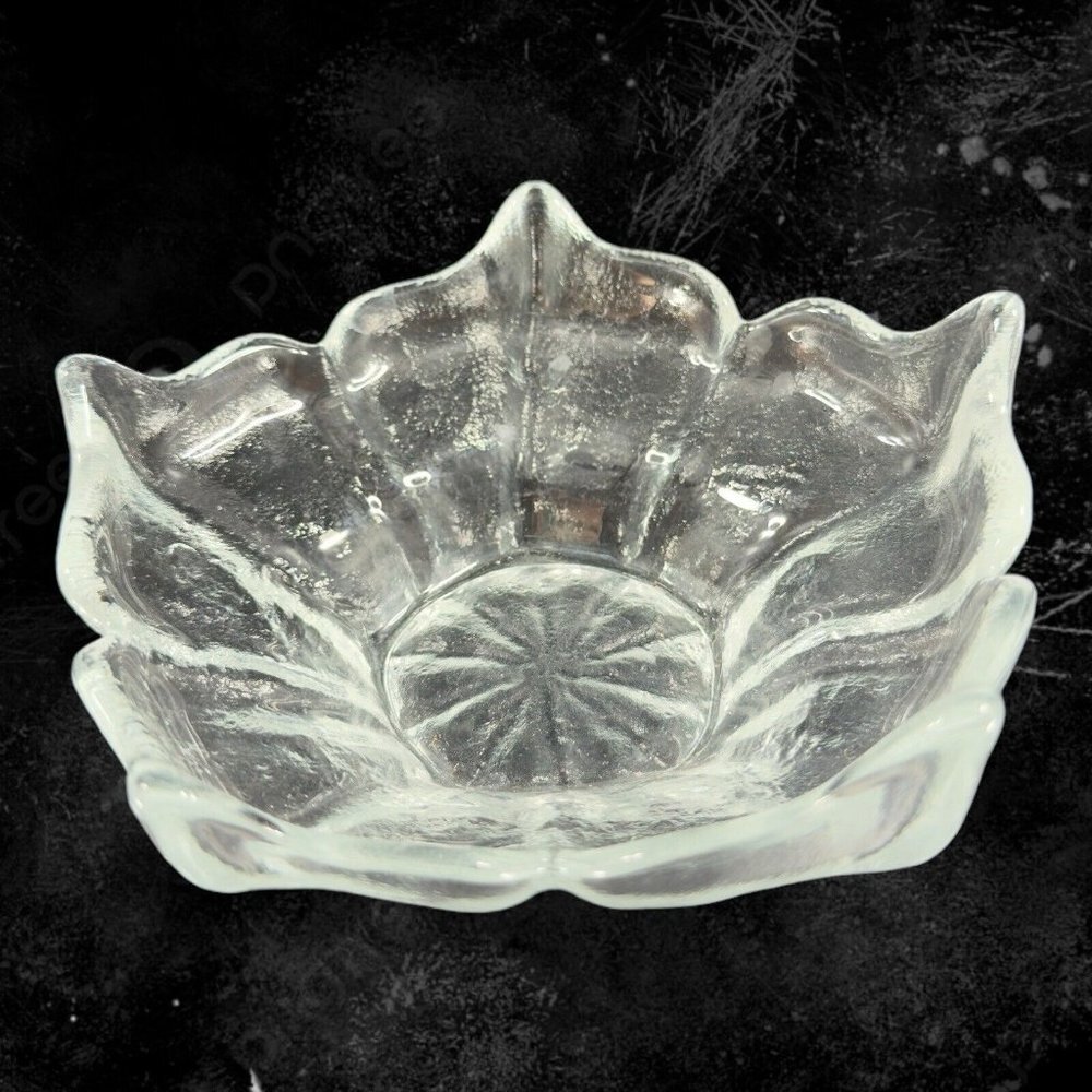 Mid Century Viking Glass Epic Stockholm 5 Spikedโ Clear Glass Lotus Bowl Vintage